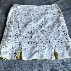 Alex Marie White and Yellow Mini Pencil Skirt with Cut Out